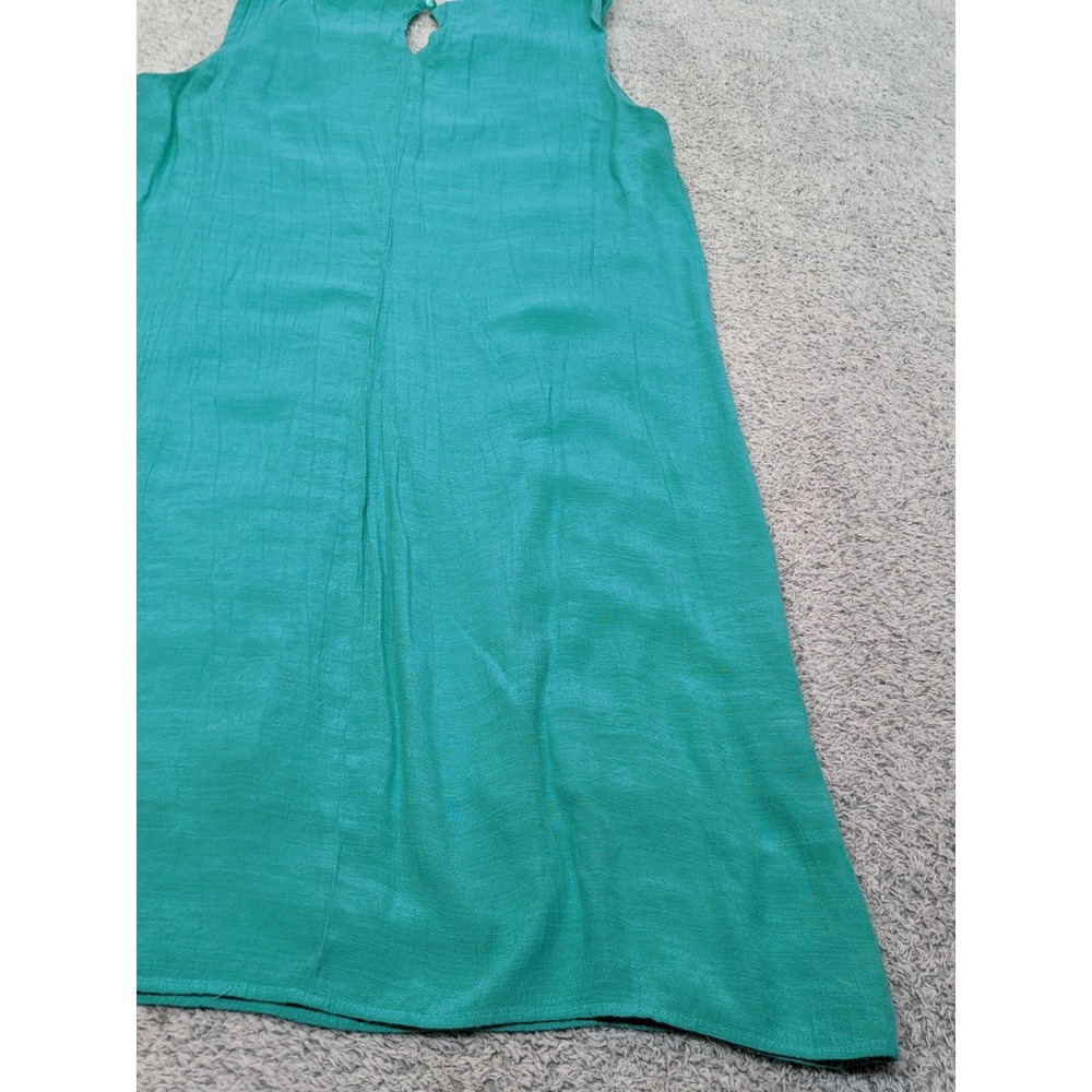 Luxology Midi Dress Teal with‎ Aztec Embroidery Medium Beachwear Western Boho - Picture 13 of 14